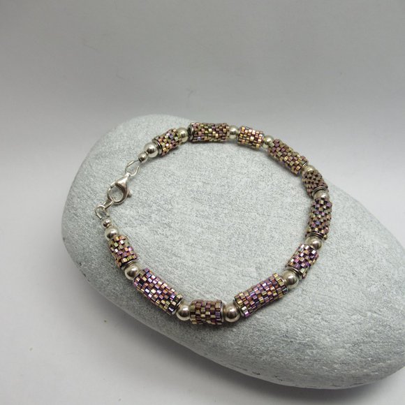 Peyote tube and Sterling silver bracelet - Picture 3 of 11
